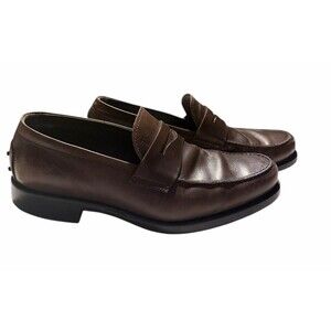 Tod’s Men’s Brown Leather Moc Toe Penny Loafer Sz 7 Made In Italy Women’s 8.5